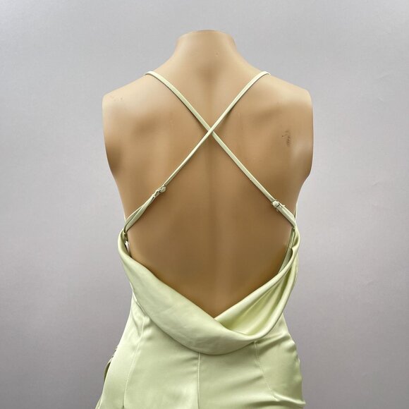 Katie May Los Angeles Ryder Cowl Neck Ruched Satin Maxi Gown Light Green XS - Picture 6 of 15